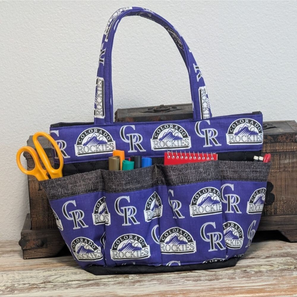 Colorado Rockies Baseball Logo Tote/Organizer/Bingo Bag, Hand Crafted